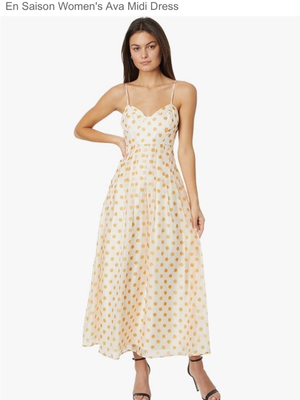 CREAM & BLACK En Saison Polka Dot Midi Dress
